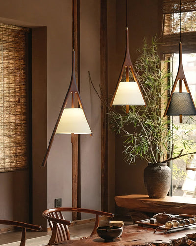 Zovenarae Triangular Wood Pendant Light