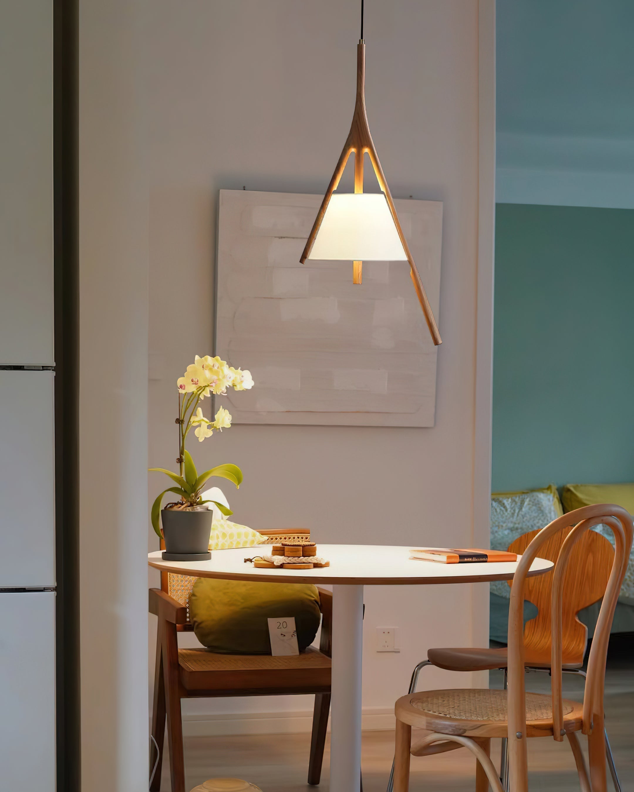Zovenarae Triangular Wood Pendant Light