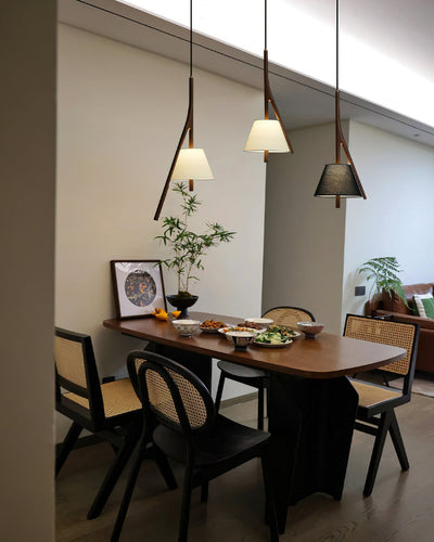 Zovenarae Triangular Wood Pendant Light