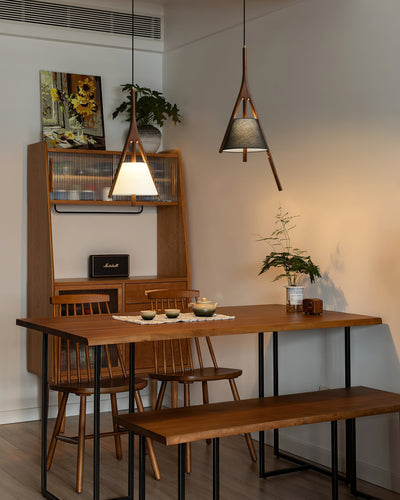 Zovenarae Triangular Wood Pendant Light