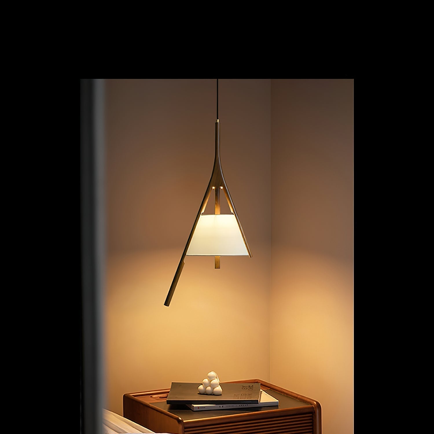 Zovenarae Triangular Wood Pendant Light