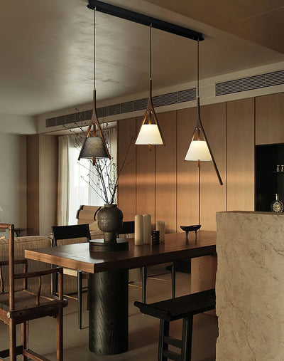 Zovenarae Triangular Wood Pendant Light