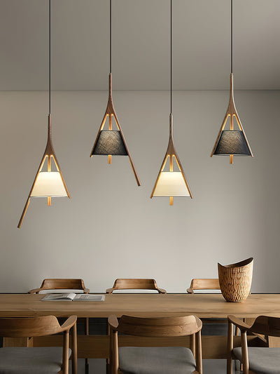 Zovenarae Triangular Wood Pendant Light