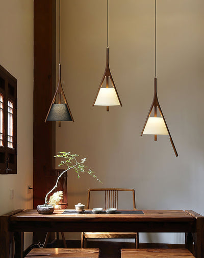Zovenarae Triangular Wood Pendant Light