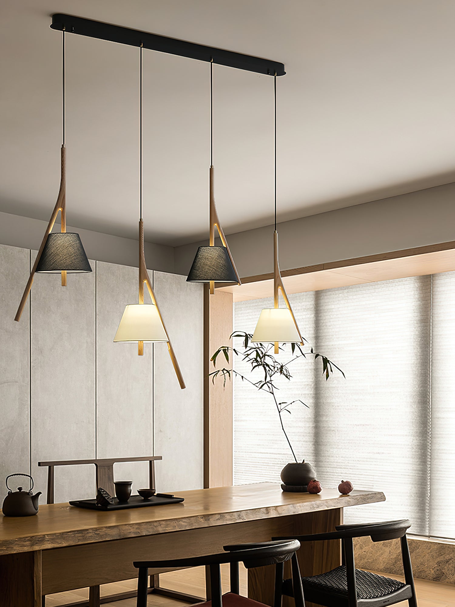 Zovenarae Triangular Wood Pendant Light