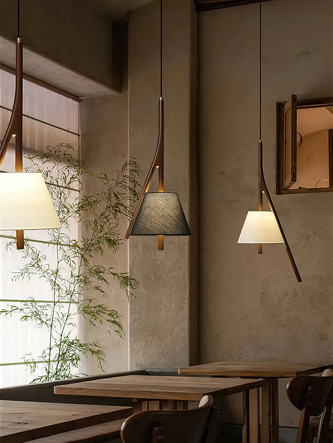 Zovenarae Triangular Wood Pendant Light