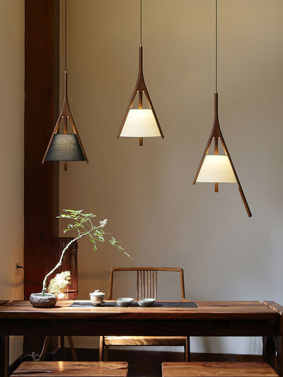 Zovenarae Triangular Wood Pendant Light