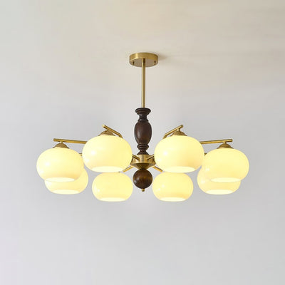 Elverora Chandelier Walnut Beige Orb