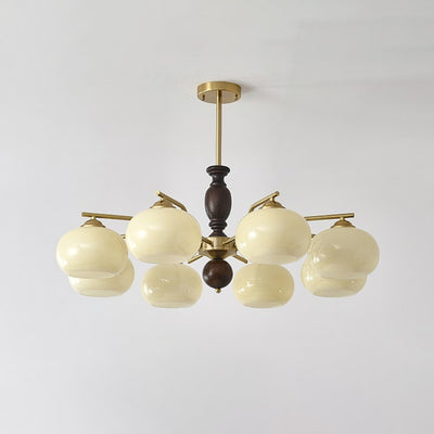 Elverora Chandelier Walnut Beige Orb