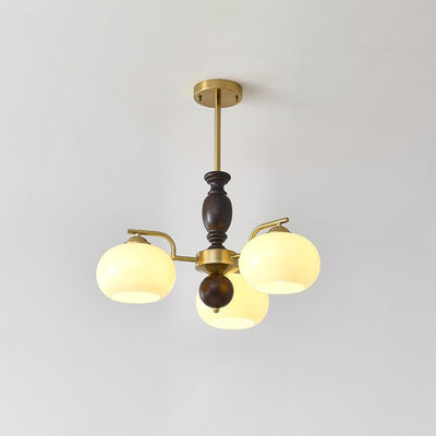 Elverora Chandelier Walnut Beige Orb