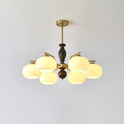 Elverora Chandelier Walnut Beige Orb