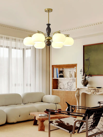 Elverora Chandelier Walnut Beige Orb