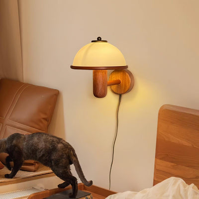 Elvarira Wall Lamp Mushroom Wood