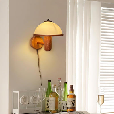 Elvarira Wall Lamp Mushroom Wood