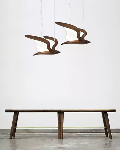 Aldiira Chandelier Bird Form Wood Sculptural