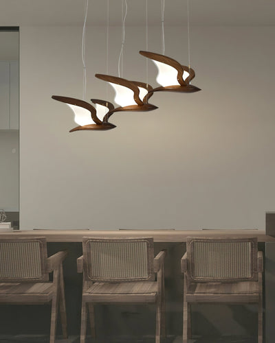 Aldiira Chandelier Bird Form Wood Sculptural