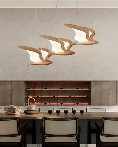 Aldiira Chandelier Bird Form Wood Sculptural