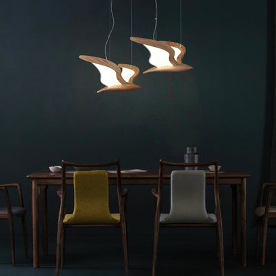 Aldiira Chandelier Bird Form Wood Sculptural