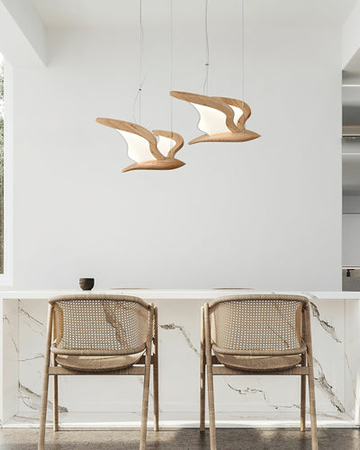 Aldiira Chandelier Bird Form Wood Sculptural