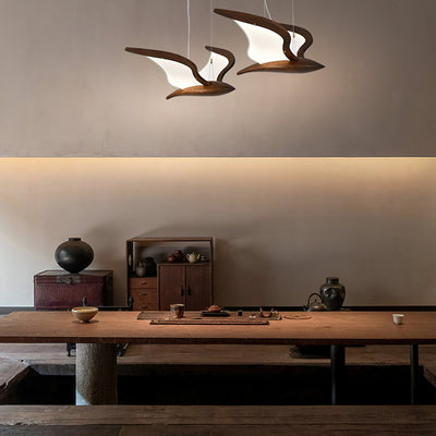 Aldiira Chandelier Bird Form Wood Sculptural