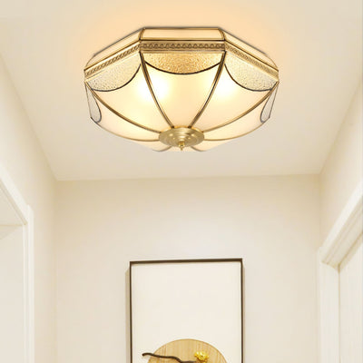 Ellaeara Warehouse Dome Shape Brass Glass Ceiling Lamp