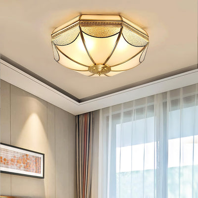 Ellaeara Warehouse Dome Shape Brass Glass Ceiling Lamp