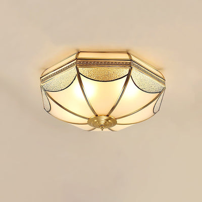 Ellaeara Warehouse Dome Shape Brass Glass Ceiling Lamp