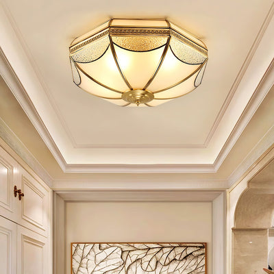 Ellaeara Warehouse Dome Shape Brass Glass Ceiling Lamp