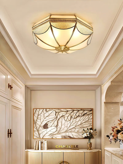 Ellaeara Warehouse Dome Shape Brass Glass Ceiling Lamp