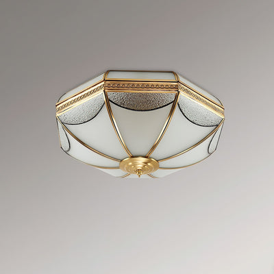Ellaeara Warehouse Dome Shape Brass Glass Ceiling Lamp