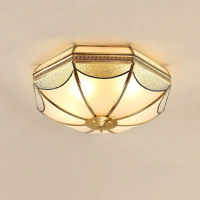 Ellaeara Warehouse Dome Shape Brass Glass Ceiling Lamp