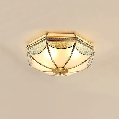Ellaeara Warehouse Dome Shape Brass Glass Ceiling Lamp