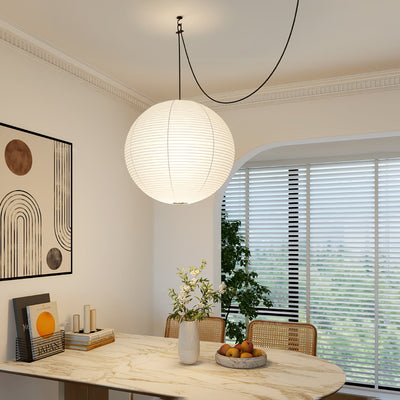 Beauwell Paper Globe White Plug Wire Pendant Light