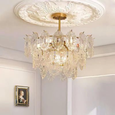 Dallion Chandelier Wave Glass Wrought Iron Elegant