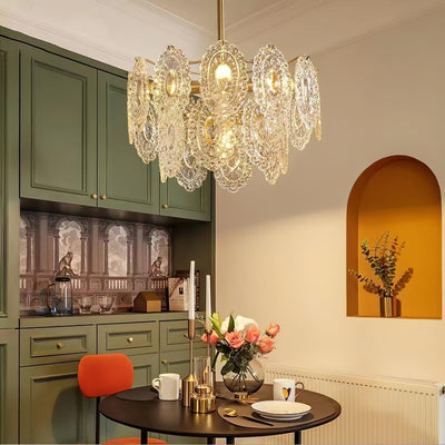 Dallion Chandelier Wave Glass Wrought Iron Elegant