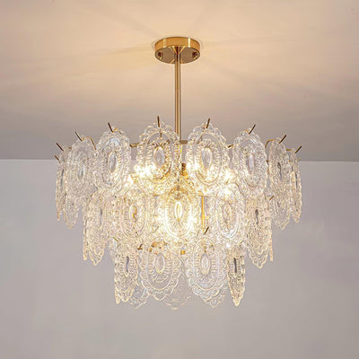 Dallion Chandelier Wave Glass Wrought Iron Elegant
