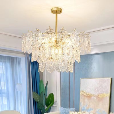Dallion Chandelier Wave Glass Wrought Iron Elegant
