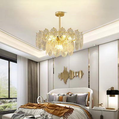Dallion Chandelier Wave Glass Wrought Iron Elegant