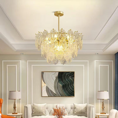 Dallion Chandelier Wave Glass Wrought Iron Elegant