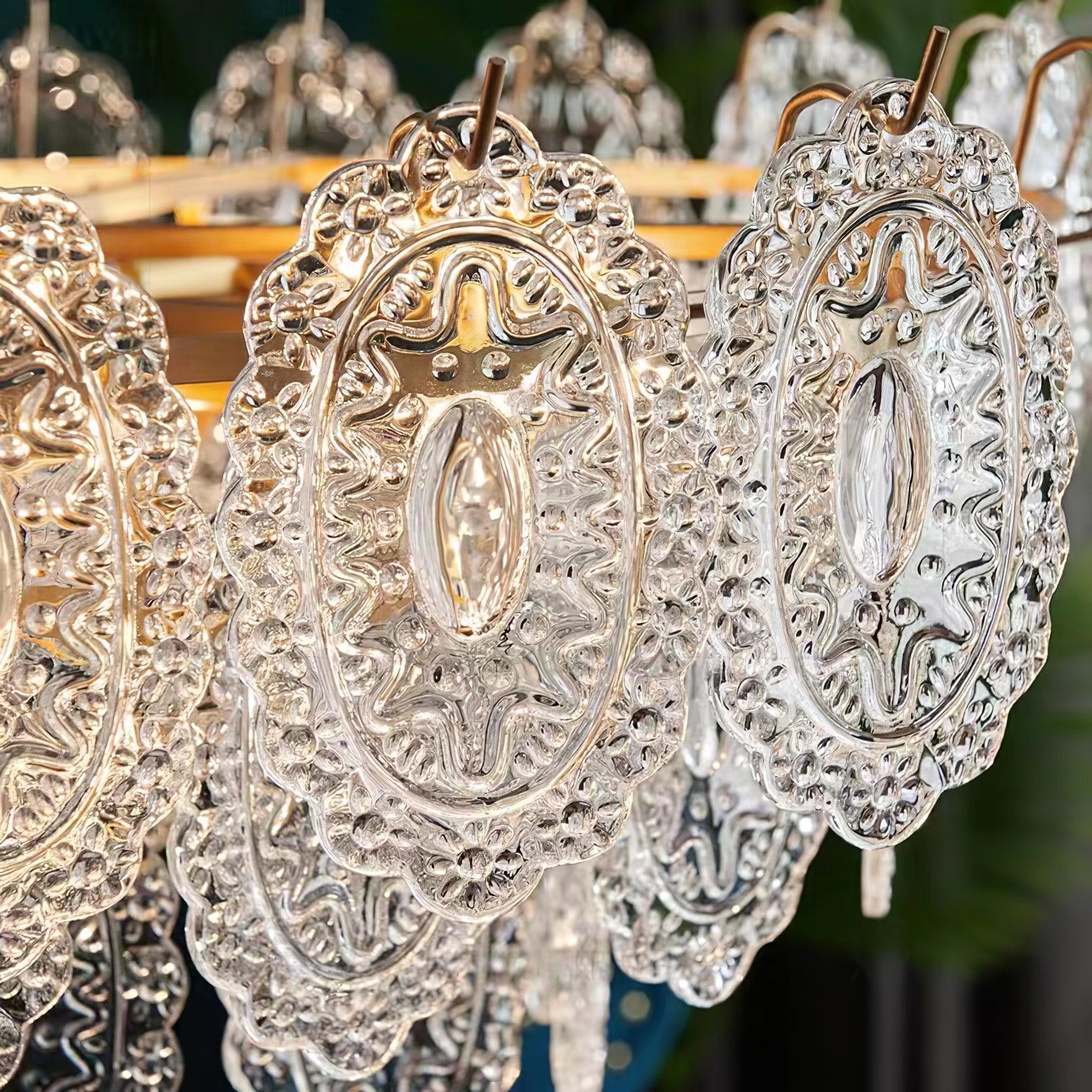 Dallion Chandelier Wave Glass Wrought Iron Elegant