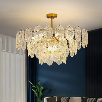 Dallion Chandelier Wave Glass Wrought Iron Elegant