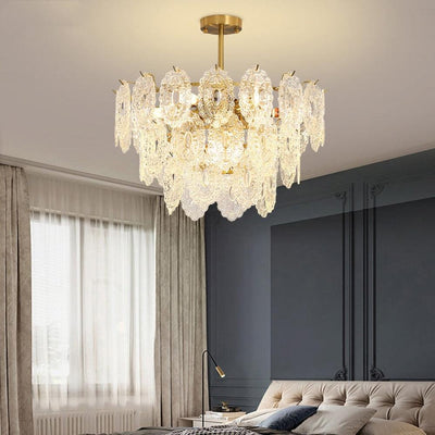 Dallion Chandelier Wave Glass Wrought Iron Elegant