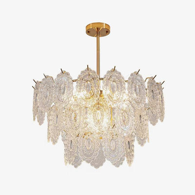Dallion Chandelier Wave Glass Wrought Iron Elegant