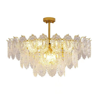Dallion Chandelier Wave Glass Wrought Iron Elegant