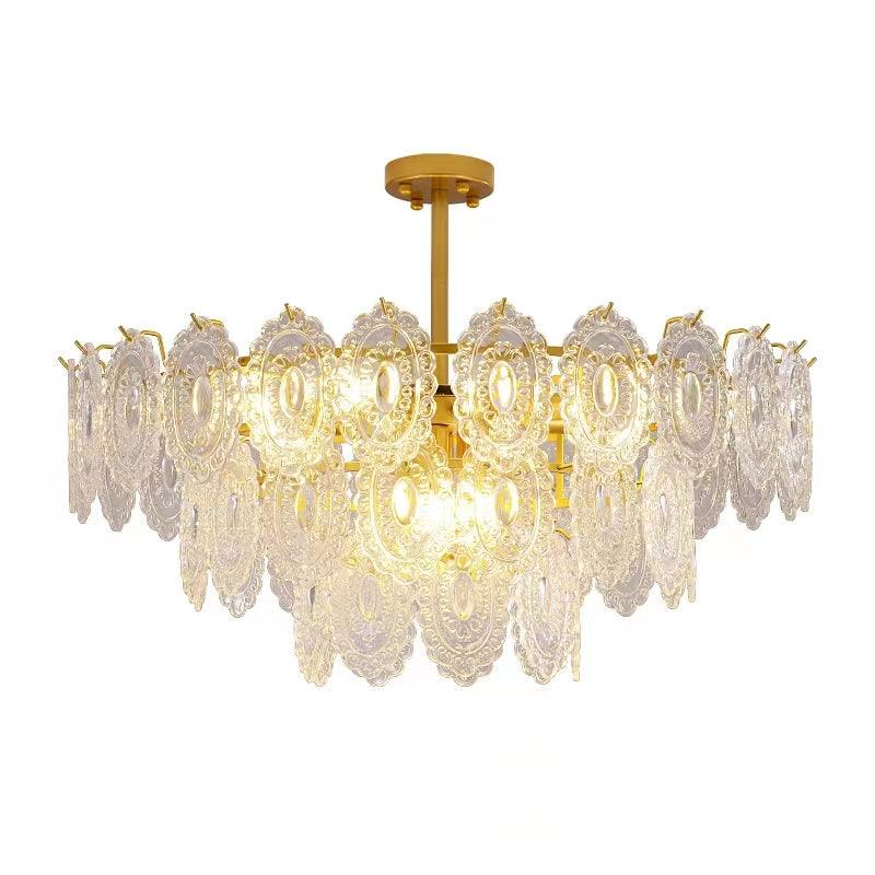 Dallion Chandelier Wave Glass Wrought Iron Elegant