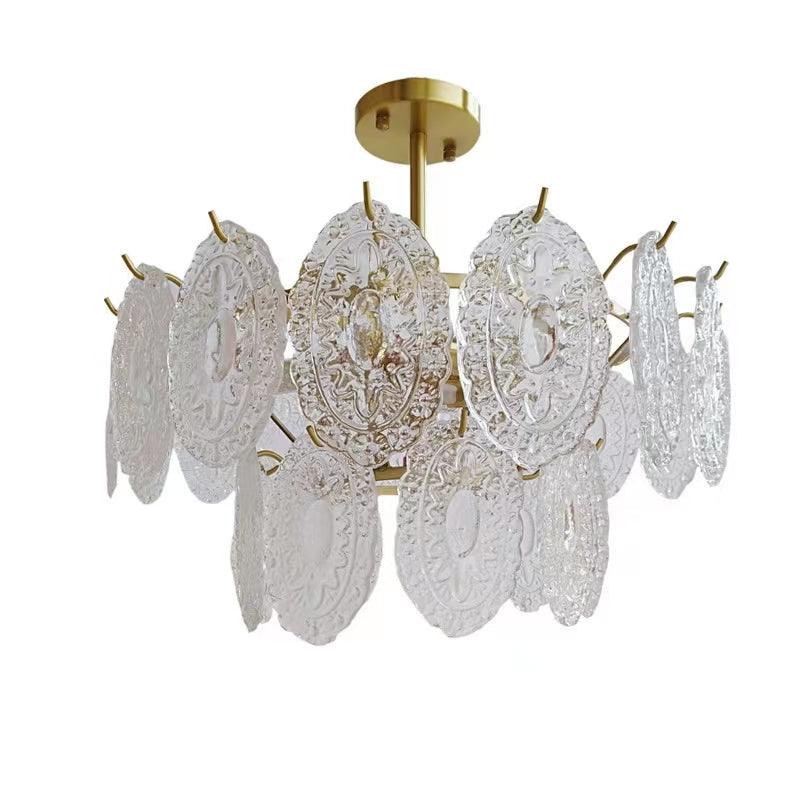 Dallion Chandelier Wave Glass Wrought Iron Elegant