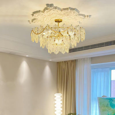 Dallion Chandelier Wave Glass Wrought Iron Elegant