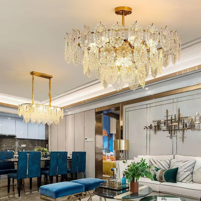 Dallion Chandelier Wave Glass Wrought Iron Elegant