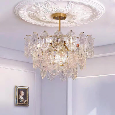 Dallion Chandelier Wave Glass Wrought Iron Elegant