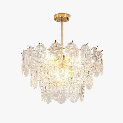 Dallion Chandelier Wave Glass Wrought Iron Elegant